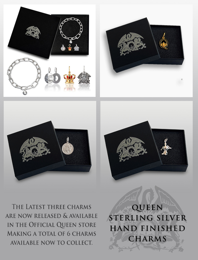 The Official Queen Silver Charm Bracelet and First 3 Charms. - Queen